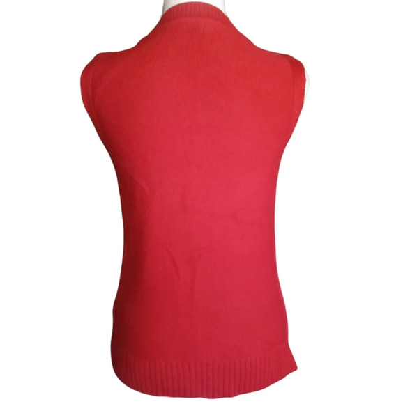 Tommy Hilfiger Red Textured Knit 100% Cotton Sweater Vest Y2K Size XS - Picture 5 of 8